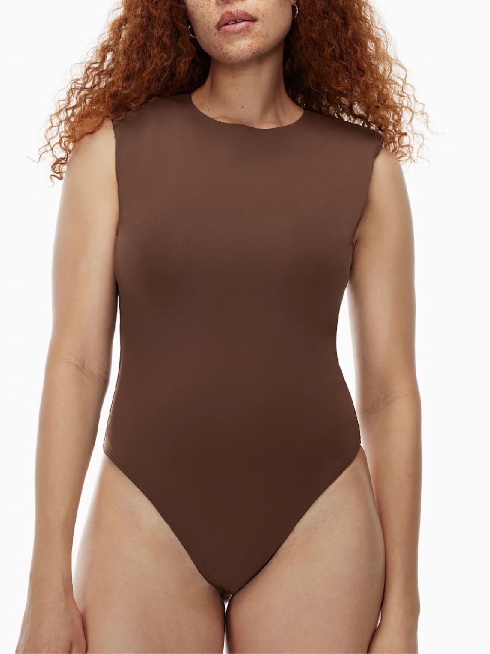 Aritzia Babaton Contour Shoulder Pad Bodysuit in brown
